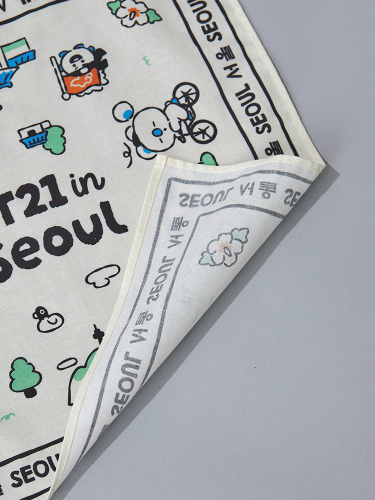 BT21 APPAREL_LIVING_ BT21 서울 에디션 손수건 (블루, 아이보리)