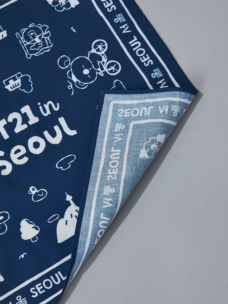 BT21 APPAREL_LIVING_ BT21 서울 에디션 손수건 (블루, 아이보리)