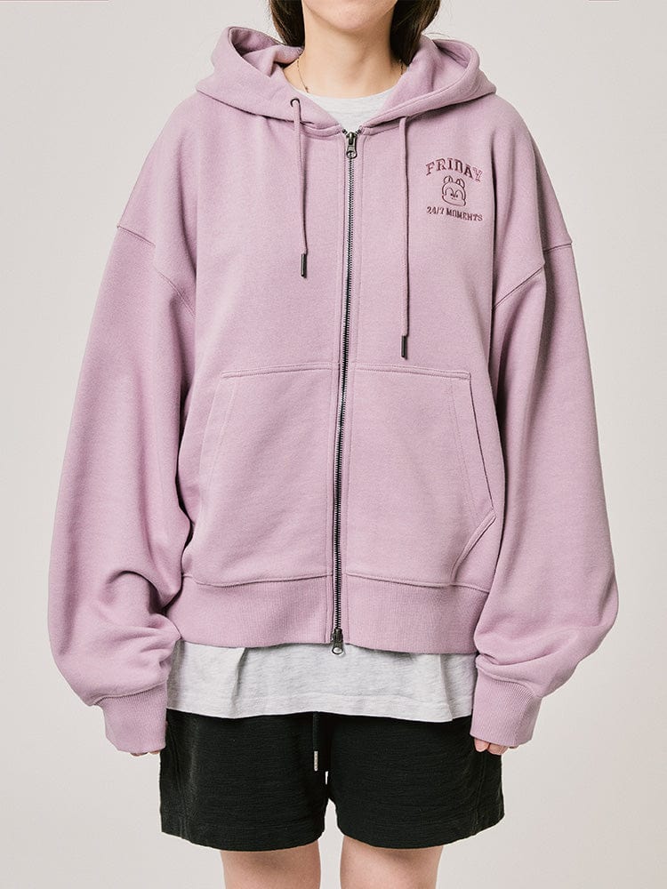 BT21 APPAREL M BT21 MANG BASIC 후디집업 2024 F/W (퍼플)