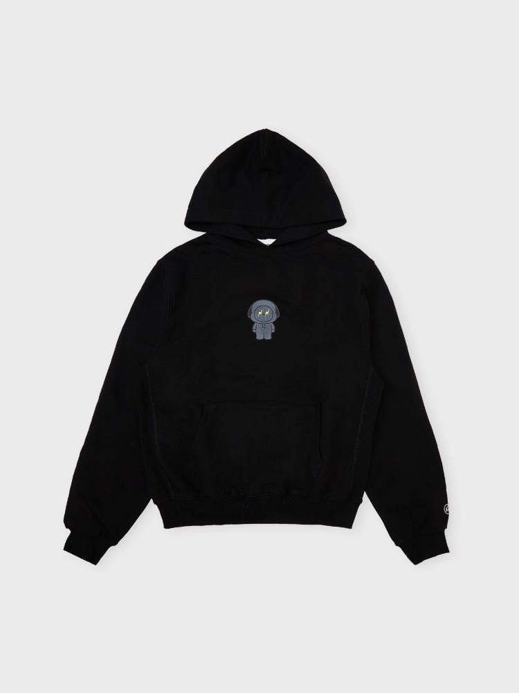 BT21 APPAREL M BT21 X FRAGMENT CHIMMY 그래픽 블랙 후드티셔츠