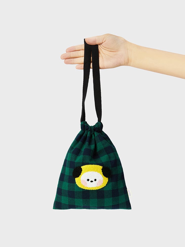 BT21 BAG 단품 BT21 CHIMMY 미니니 베이직 체크 스트링 파우치