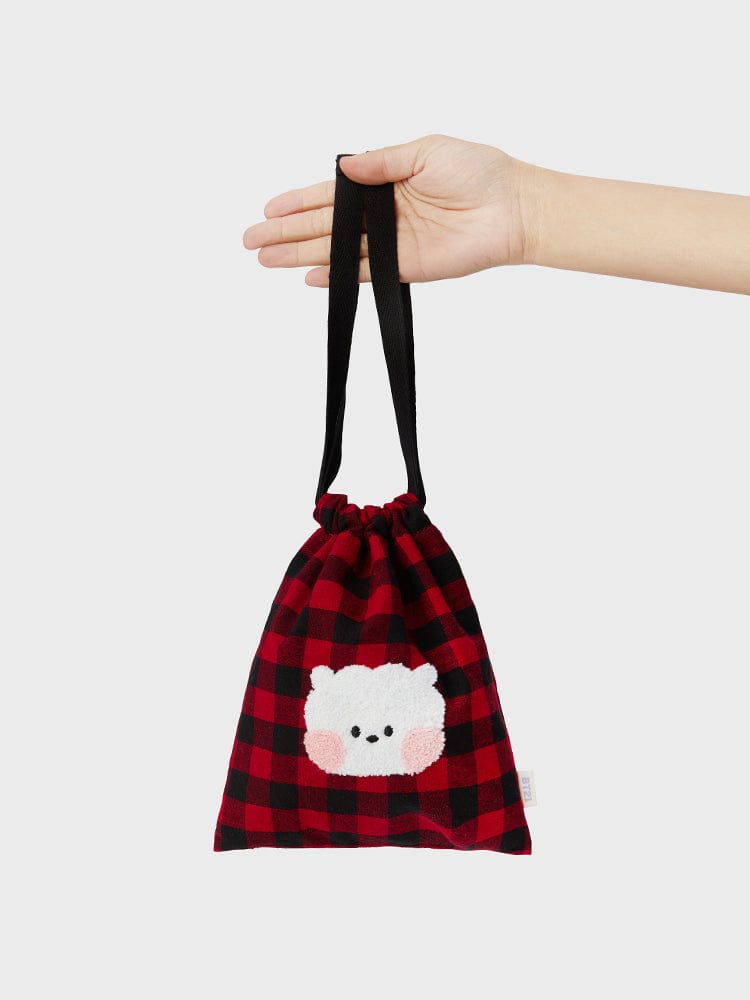 BT21 BAG 단품 BT21 RJ 미니니 베이직 체크 스트링 파우치