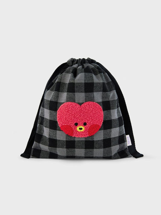 BT21 BAG 단품 BT21 TATA 미니니 베이직 체크 스트링 파우치