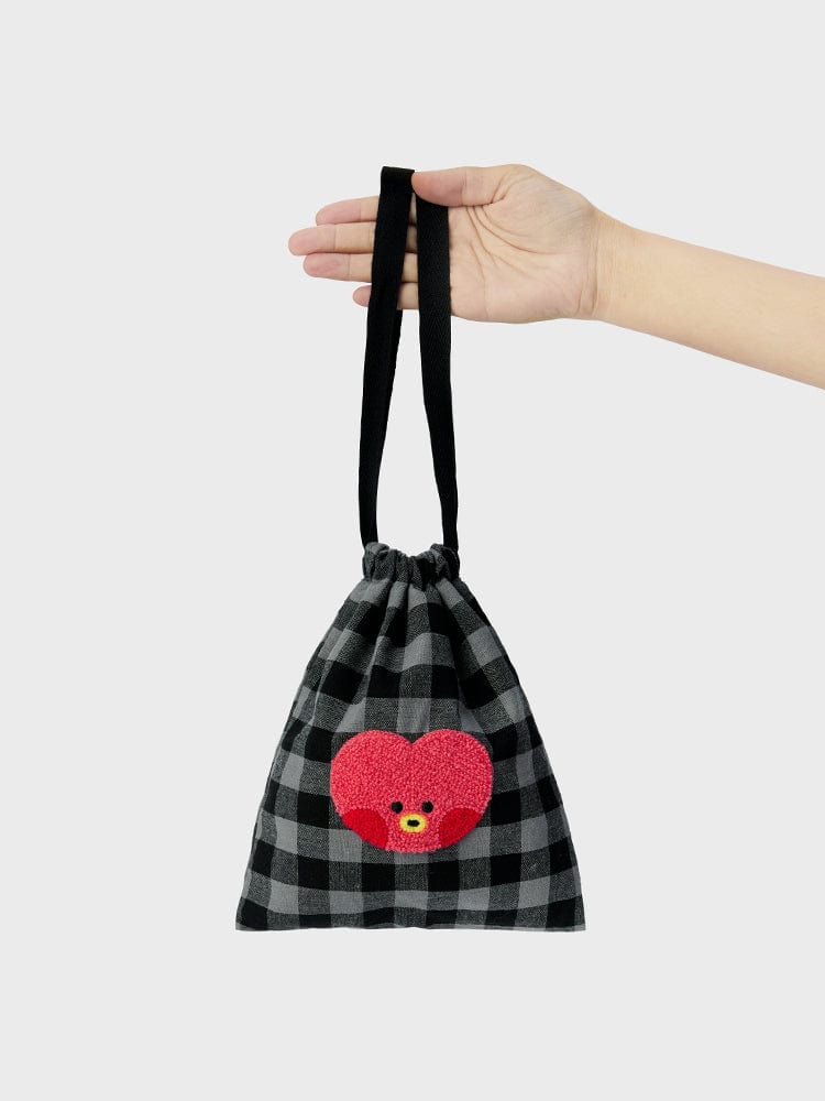 BT21 BAG 단품 BT21 TATA 미니니 베이직 체크 스트링 파우치