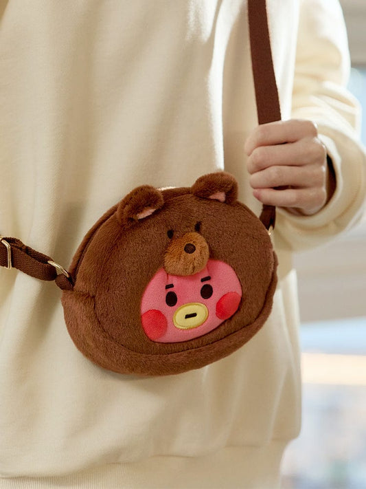 BT21 BAG 단품 BT21 TATA BABY 플러피 얼굴 인형 크로스백