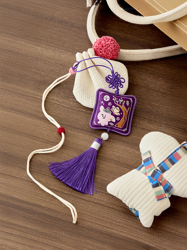 BT21 KEYRING_ 단품 BT21 COOKY 프리미엄 K 에디션 자수 테슬 키링