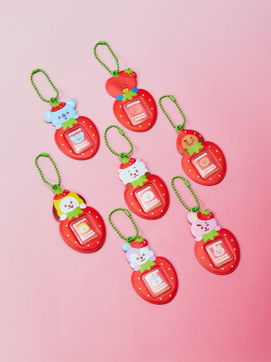 BT21 MINI PHOTO HOLDER KEYRING STRAWBERRY PARTY