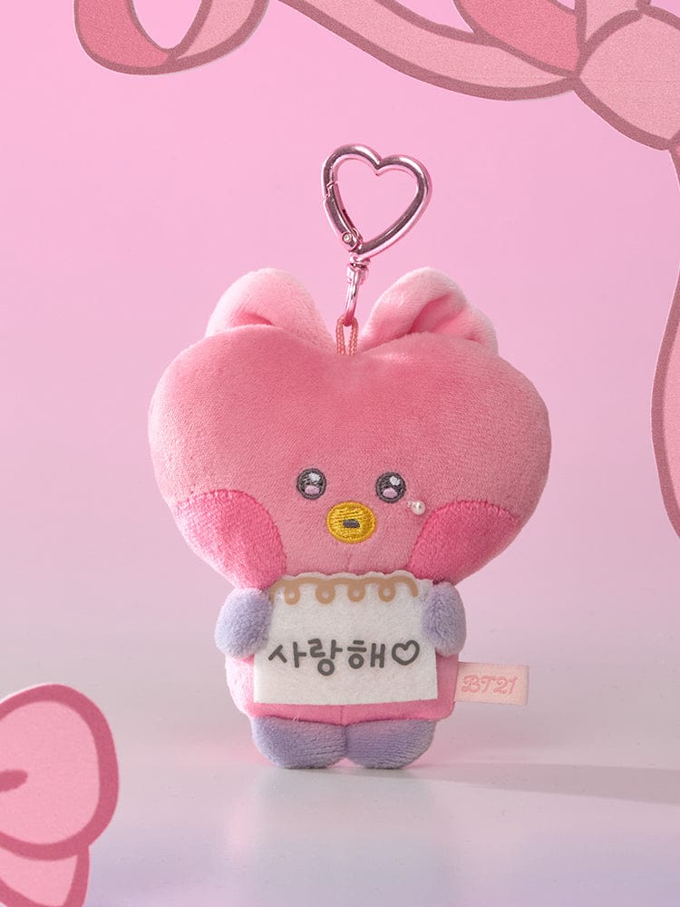 BT21 KEYRING_ TATA BT21 미니니 리본드 유 사랑해 메시지북 인형 키링