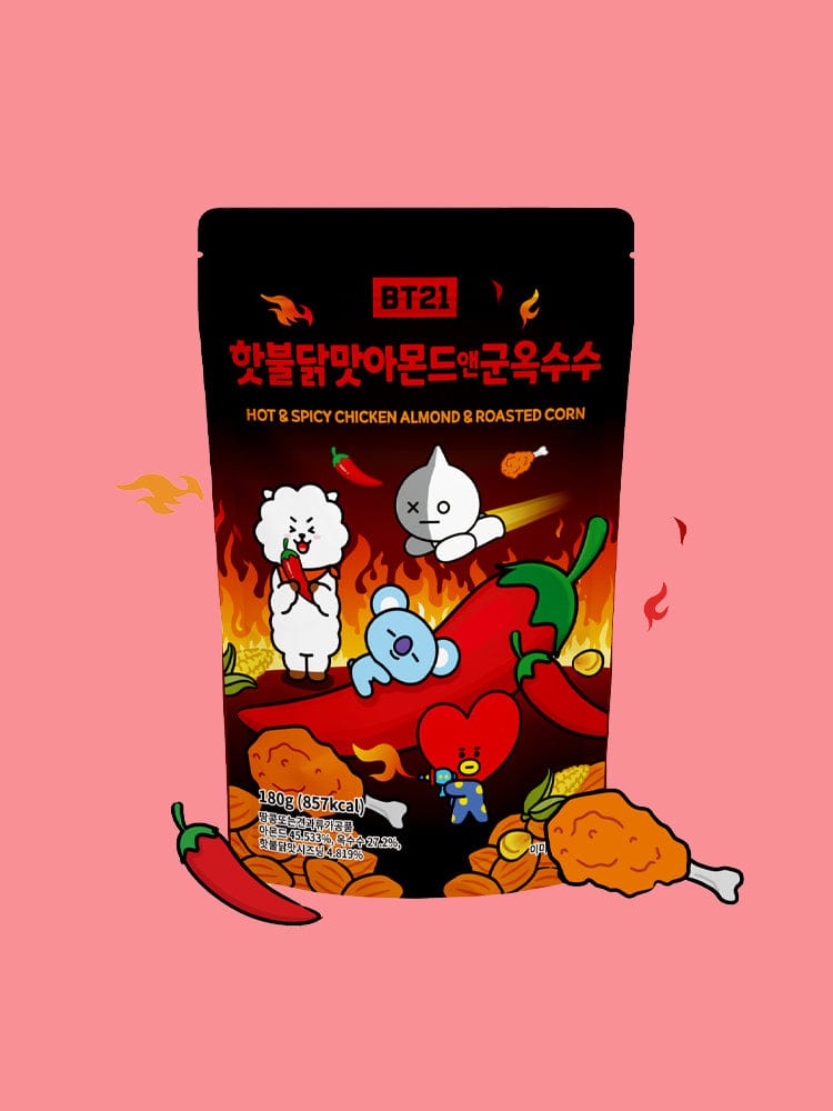 BT21 LIVING_ 핫불닭 아몬드 앤 군옥수수 BT21 아몬드 (180g)