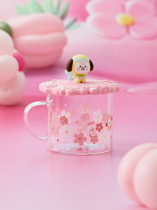 BT21 LIVING_ 단품 BT21 CHIMMY BABY 봄 요정 유리컵 & 리드 (340ml)