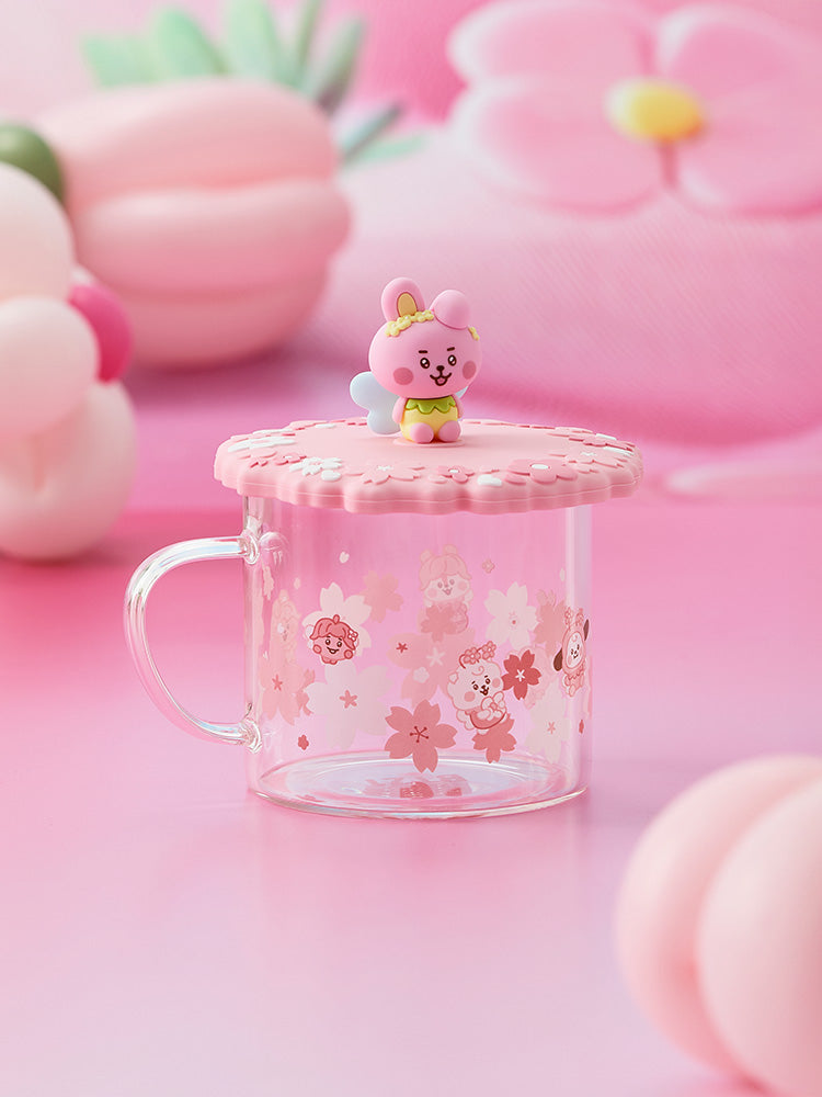 BT21 LIVING_ 단품 BT21 COOKY BABY 봄 요정 유리컵 & 리드 (340ml)