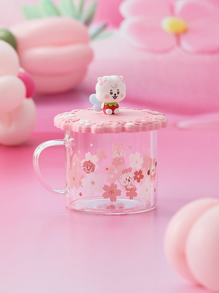 BT21 LIVING_ 단품 BT21 RJ BABY 봄 요정 유리컵 & 리드 (340ml)