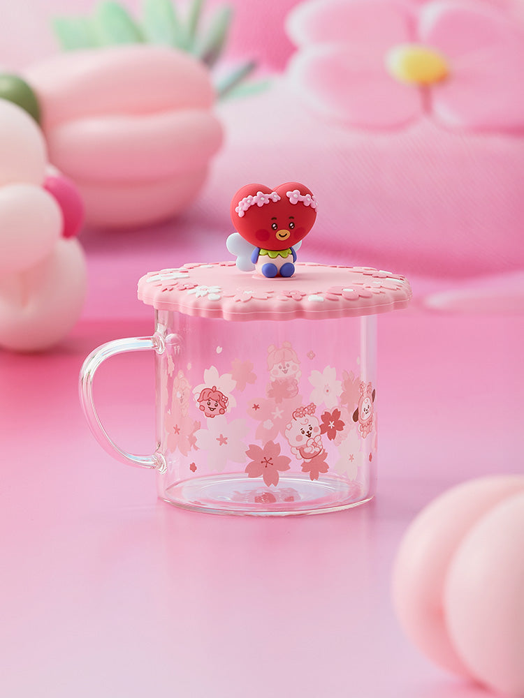 BT21 LIVING_ 단품 BT21 TATA BABY 봄 요정 유리컵 & 리드 (340ml)