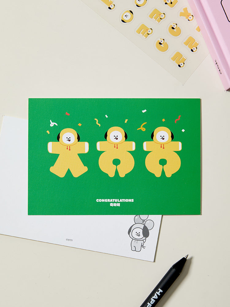 BT21 OFFICE_ CHIMMY 축하해 BT21 수베니어 한글 엽서