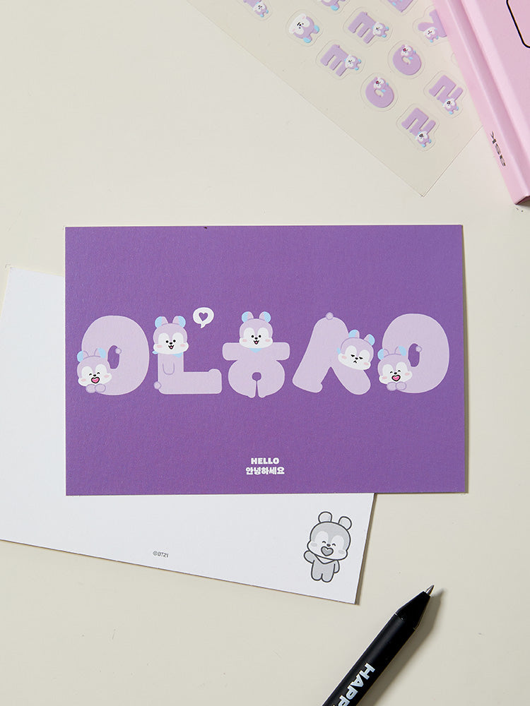 BT21 OFFICE_ MANG 안녕하세요 BT21 수베니어 한글 엽서