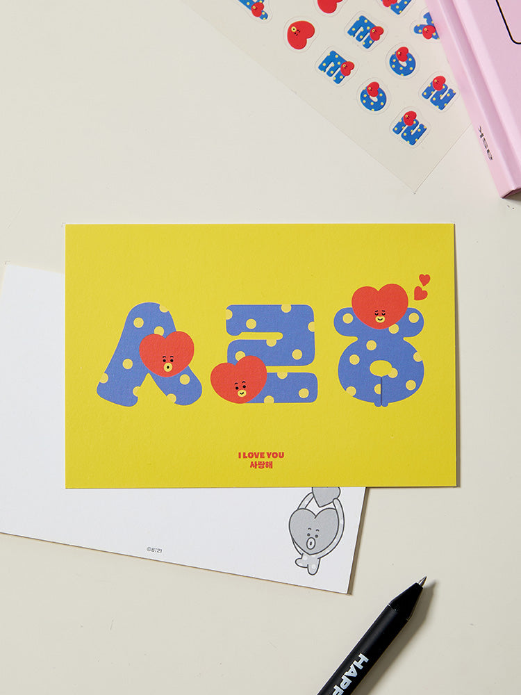 BT21 OFFICE_ TATA 사랑해 BT21 수베니어 한글 엽서