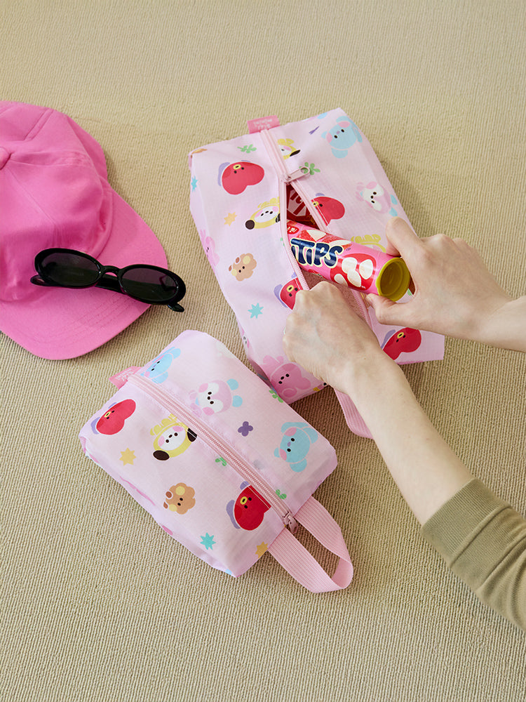 BT21 POUCH_ 단품 BT21 미니니 스카웃 멀티 파우치 세트 (PINK)