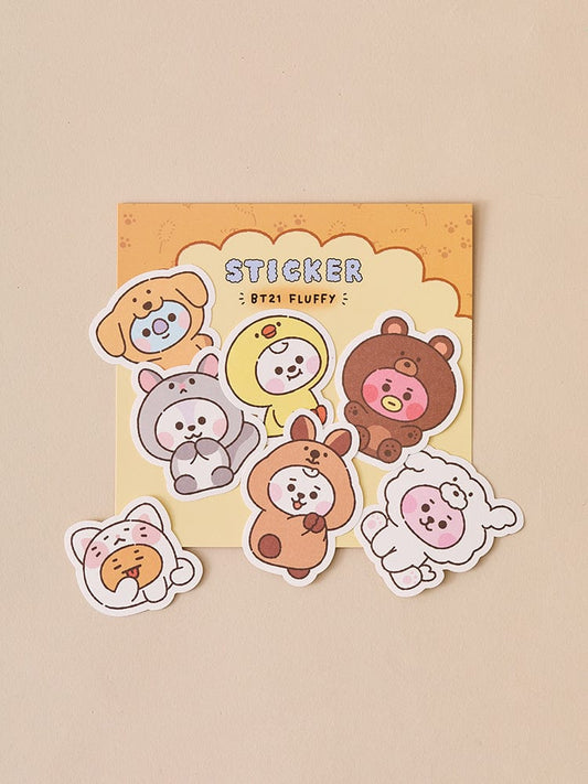 BT21 STICKER/CARD 단품 BT21 BABY 플러피 스티커팩 세트 7개입