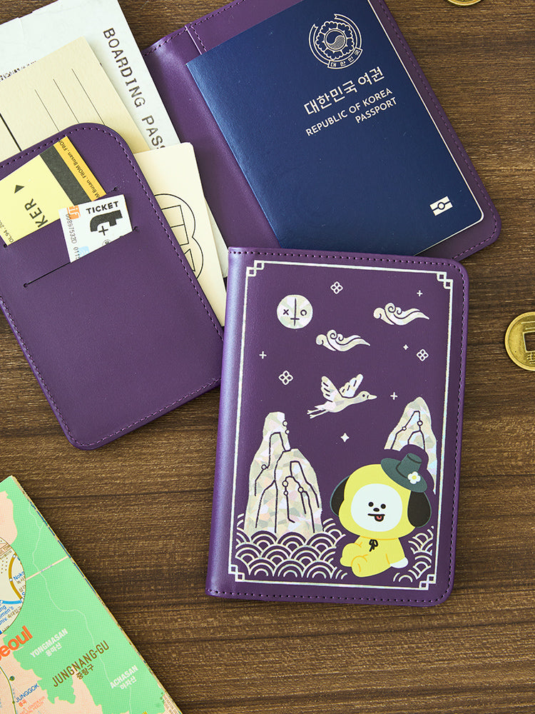 BT21 TRAVEL_ 단품 BT21 CHIMMY 프리미엄 K 에디션 자개 그래픽 여권 케이스