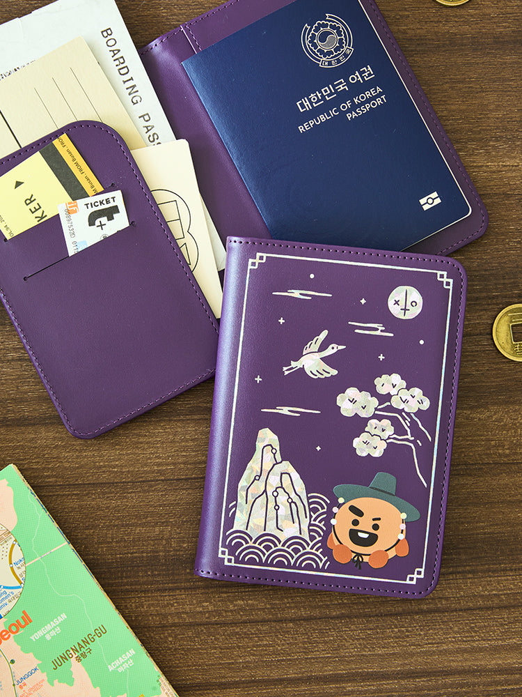 BT21 TRAVEL_ 단품 BT21 SHOOKY 프리미엄 K 에디션 자개 그래픽 여권 케이스