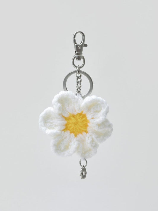 COLLER KEYRING_BEAUTY/ACC_ White 꼴레 니트 플라워 키링 화이트