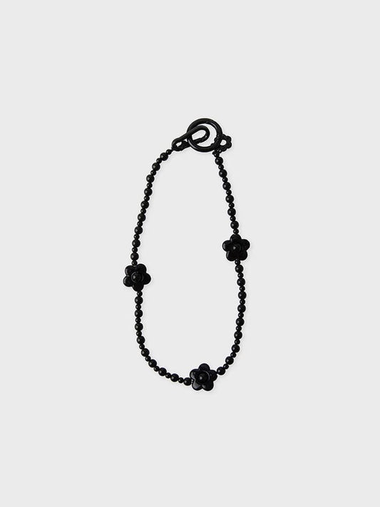 COLLER KEYRING BLACK [팸세제외] 꼴레 플라워 비즈스트랩 블랙