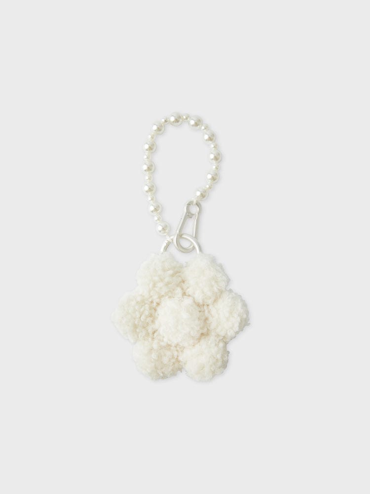 COLLER KEYRING CREAM [팸세제외] 꼴레 플라워 부클 키링 크림