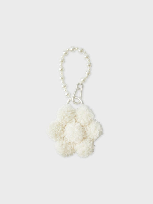 COLLER KEYRING CREAM [팸세제외] 꼴레 플라워 부클 키링 크림