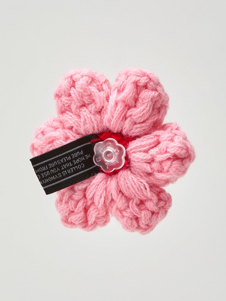 COLLER STICON_ Pink 꼴레 니트 플라워 스티콘 핑크