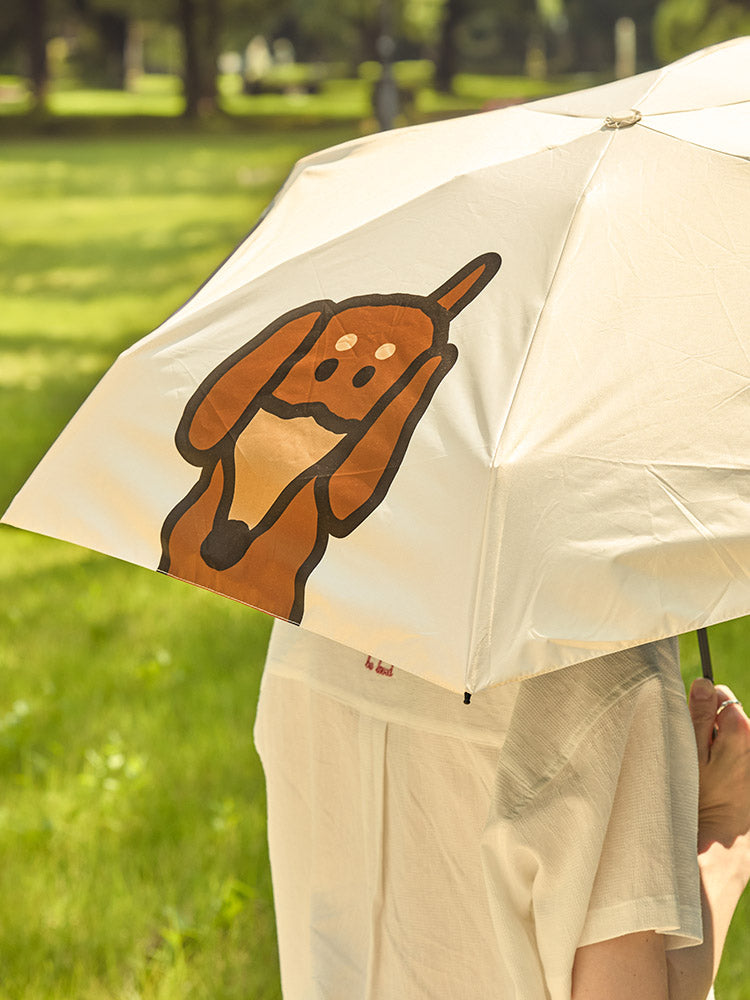 JOGUMAN TRAVEL_BEAUTY/ACC_ 아이보리 조구만 우디 Throw Away 접이식 양우산 파우치 세트 (아이보리)