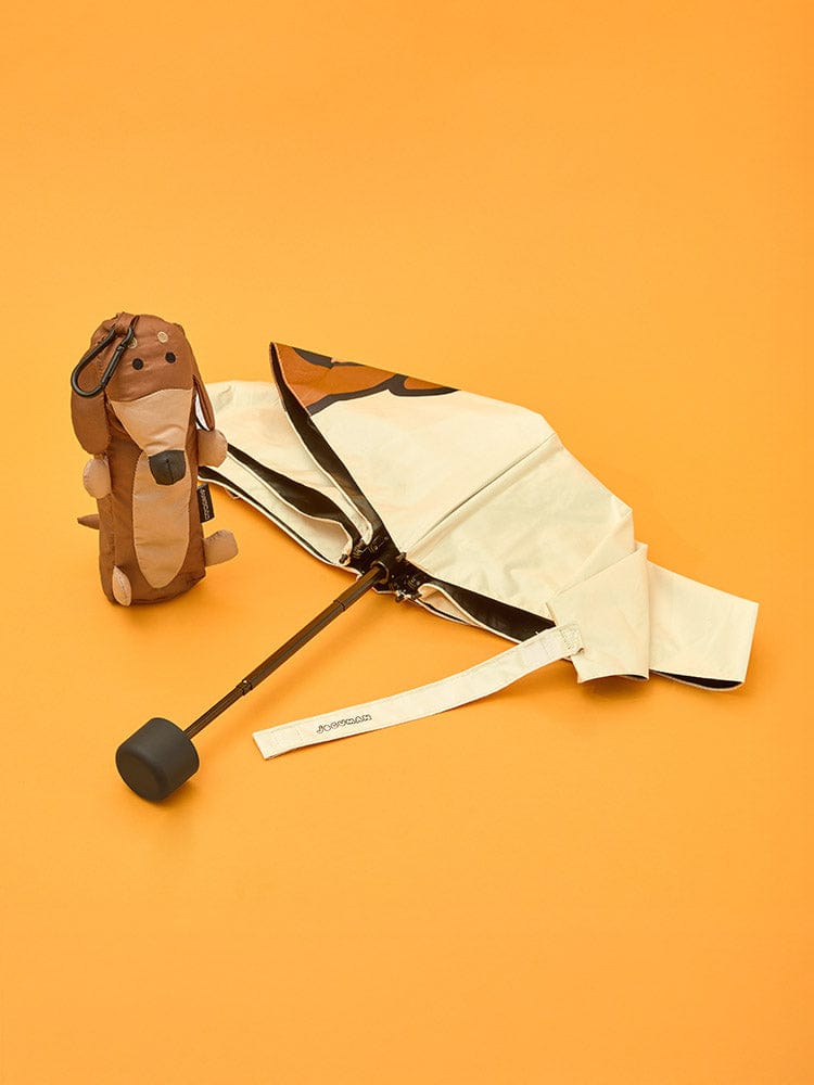 JOGUMAN WOODY FOLDABLE SUN UMBRELLA POUCH SET (IVORY) THROW AWAY
