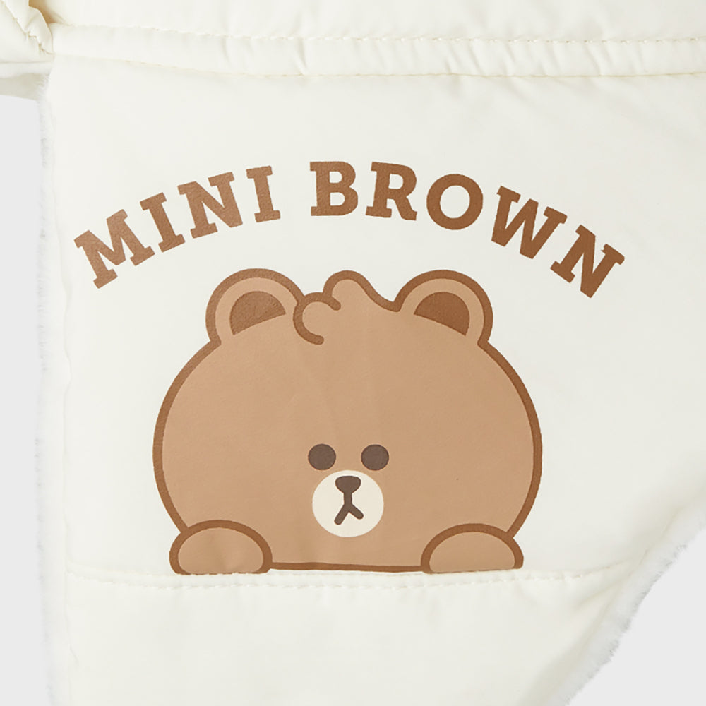 LINE FRIENDS APPAREL 단품 [패밀리세일]  라인프렌즈 브라운 패딩 공군모 (화이트)