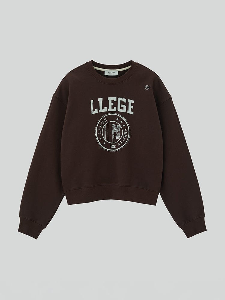 LINE FRIENDS APPAREL_ M RECTO X BROWN LLEGE 로고 스웻셔츠 (브라운)