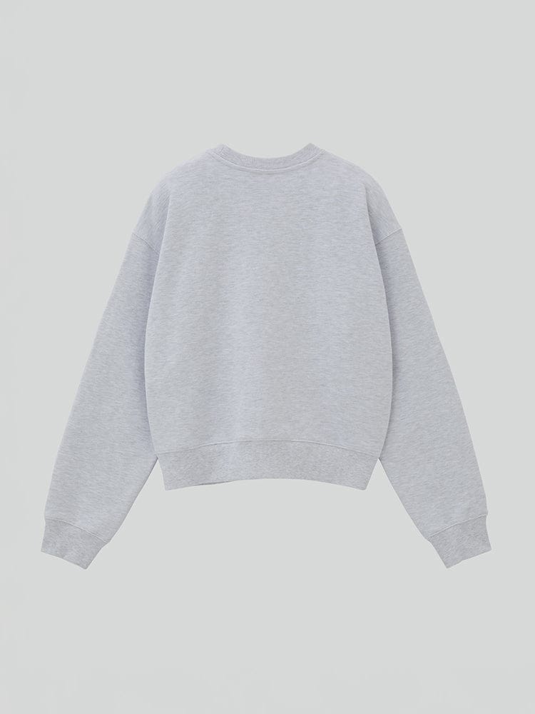 LINE FRIENDS APPAREL_ RECTO X BROWN LLEGE 로고 스웻셔츠 (멜란지 그레이)