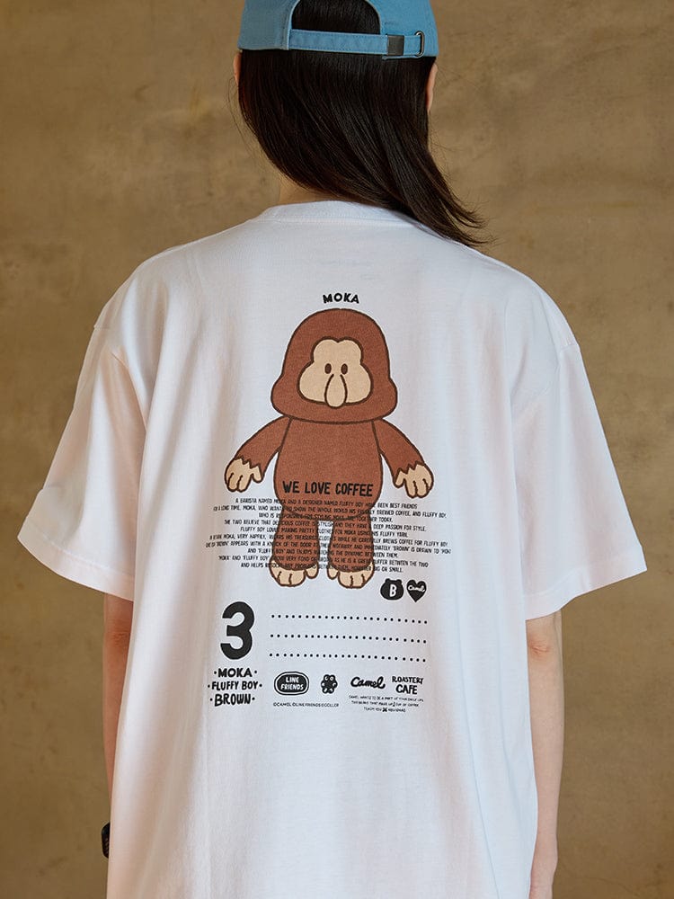 LINE FRIENDS APPAREL L 카멜 X 라인프렌즈 모카 반소매 티셔츠