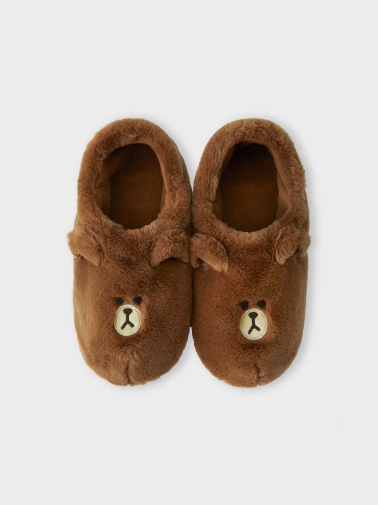 LINE FRIENDS APPAREL SLIPPERTS 라인프렌즈 허그브라운 룸슈즈