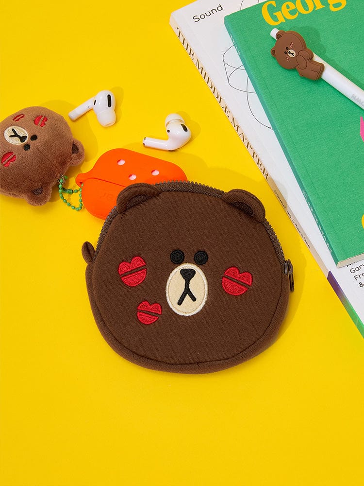 LINE FRIENDS BAG 단품 라인프렌즈 브라운 오리지널 얼굴파우치