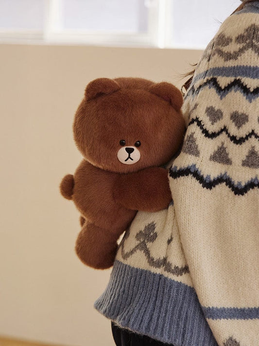 LINE FRIENDS PLUSH CROSSBODY BAG HUG BROWN SEASON 3