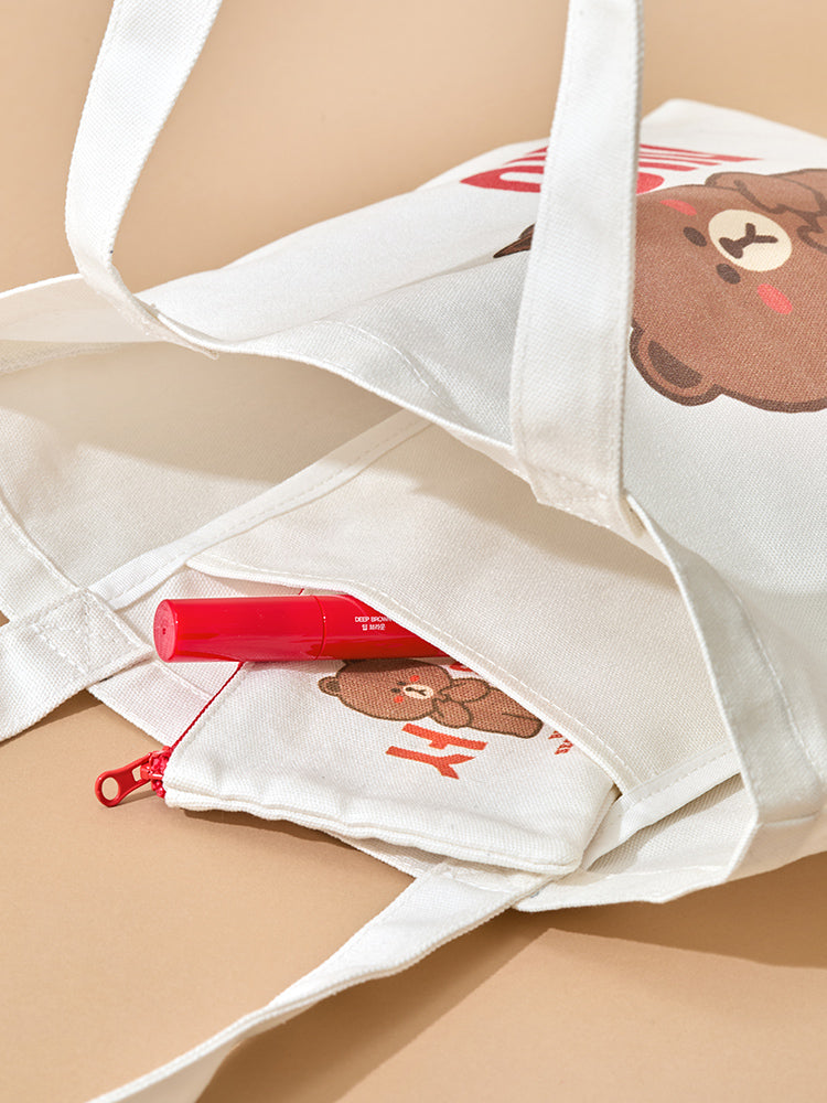 LINE FRIENDS BEAUTY/ACC_ 단품 라인프렌즈 브라운 서울 에디션 에코백