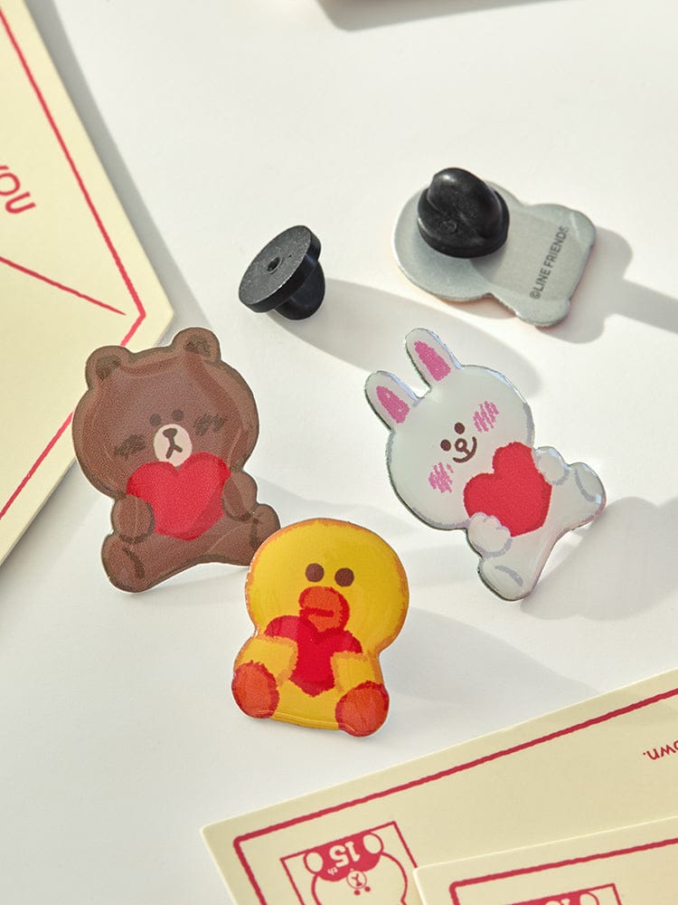 LINE FRIENDS BEAUTY/ACC_ 브라운 [패밀리세일] 라인프렌즈 브라운 15주년 메탈 핀뱃지