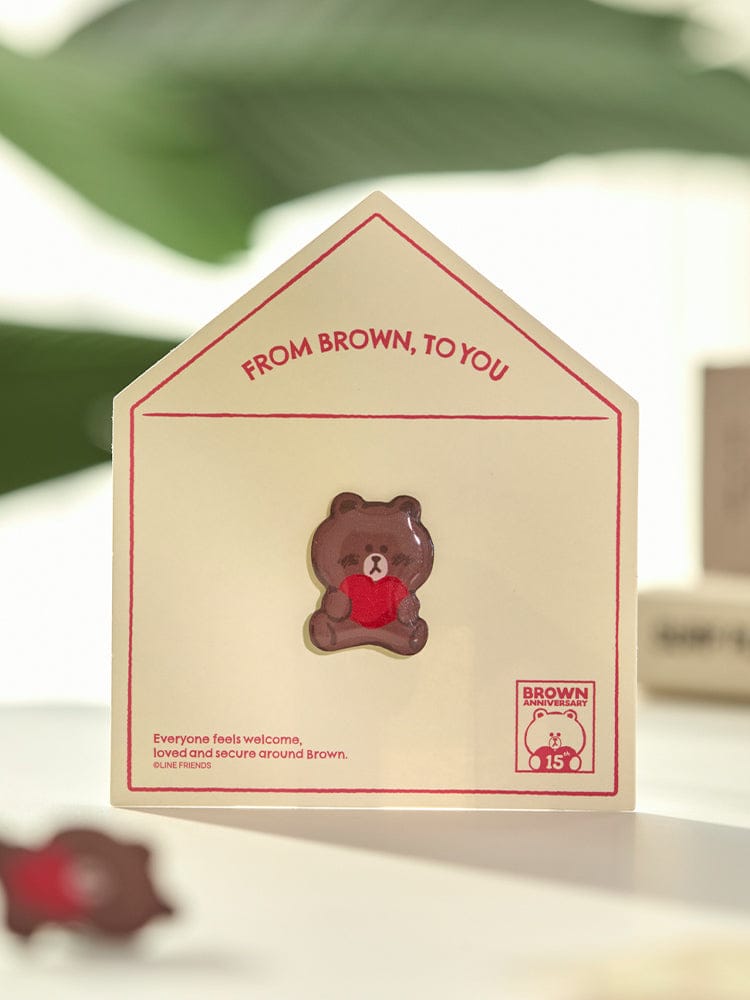 LINE FRIENDS BEAUTY/ACC_ 브라운 [패밀리세일] 라인프렌즈 브라운 15주년 메탈 핀뱃지
