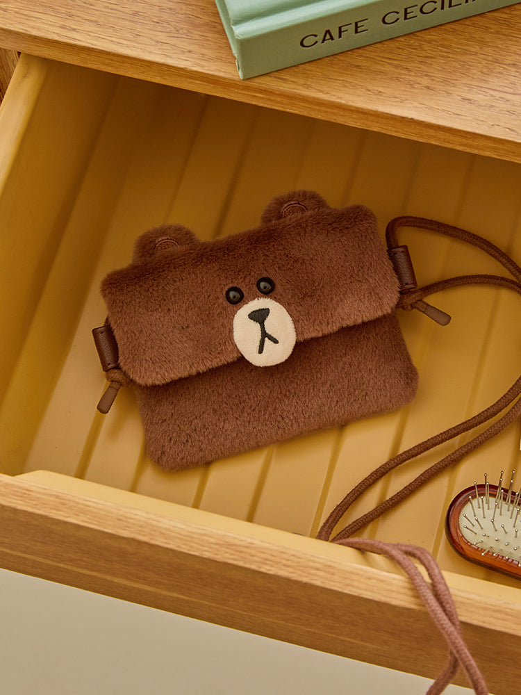 LINE FRIENDS POUCH CROSS BAG 2WAY HUG BROWN SEASON 4