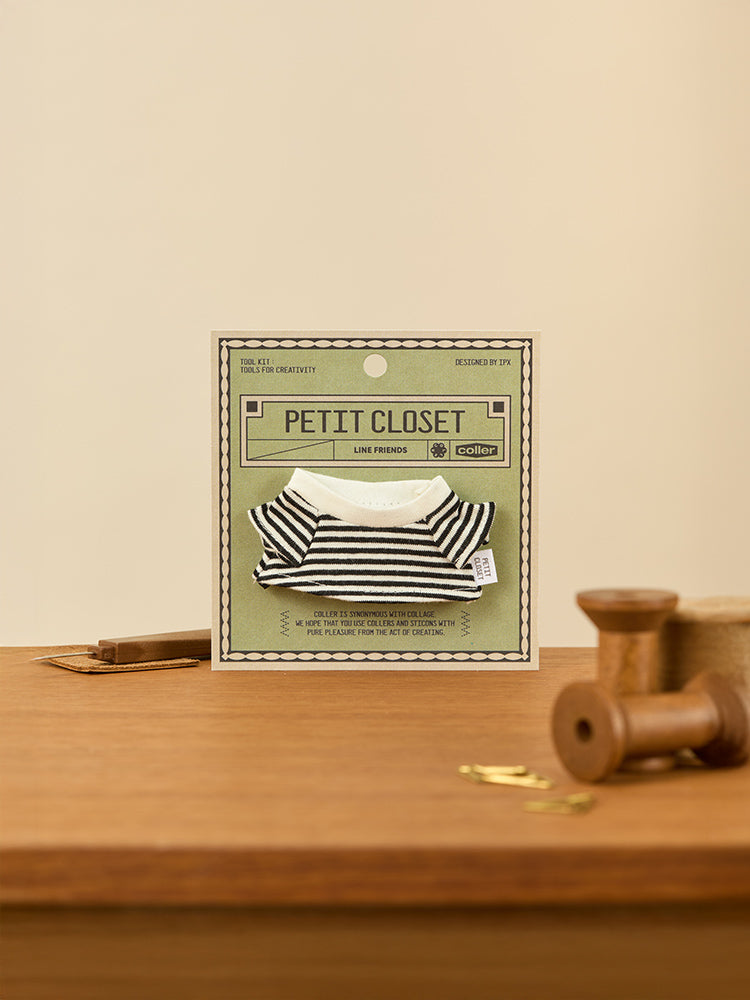 LINE FRIENDS CLOSET_TOY_ 단품 라인프렌즈 쁘띠 클로젯 블랙 스트라이프 티셔츠