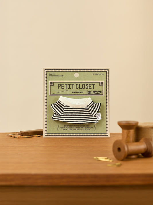 LINE FRIENDS CLOSET_TOY_ 단품 라인프렌즈 쁘띠 클로젯 블랙 스트라이프 티셔츠