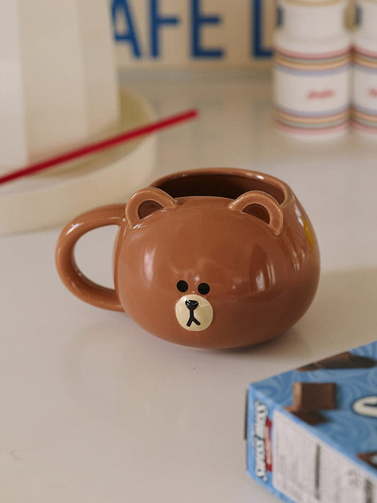 LINE FRIENDS HOUSEHOLD 단품 라인프렌즈 허그브라운 시즌3 입체 머그컵 (440ml)