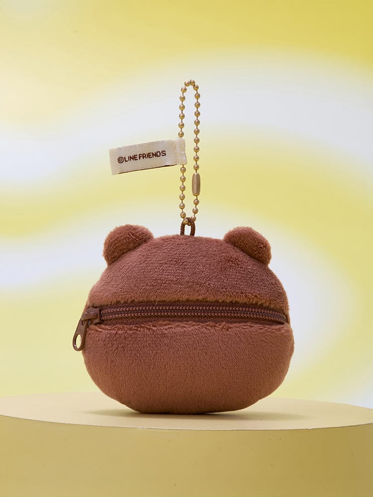 LINE FRIENDS KEYRING_ 브라운 라인프렌즈 브라운 베이직 얼굴 파우치 미니 키링