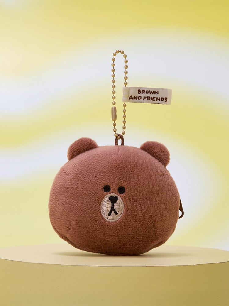 LINE FRIENDS KEYRING_ 브라운 라인프렌즈 브라운 베이직 얼굴 파우치 미니 키링