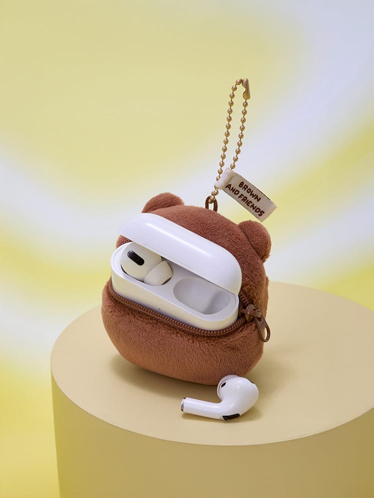 LINE FRIENDS KEYRING_ 브라운 라인프렌즈 브라운 베이직 얼굴 파우치 미니 키링