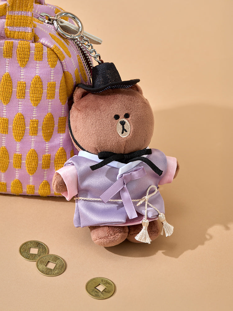 LINE FRIENDS KEYRING_ 단품 라인프렌즈 브라운 서울 에디션 한복 코스튬 인형 키링