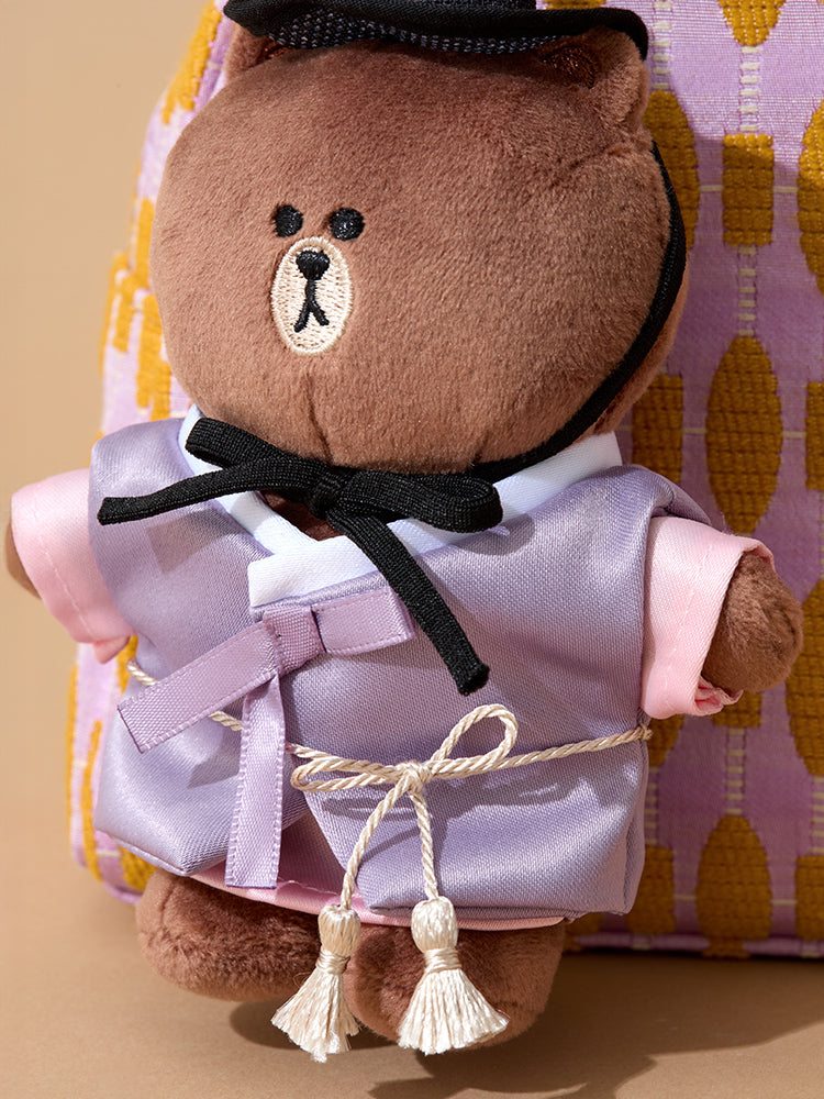 LINE FRIENDS KEYRING_ 단품 라인프렌즈 브라운 서울 에디션 한복 코스튬 인형 키링